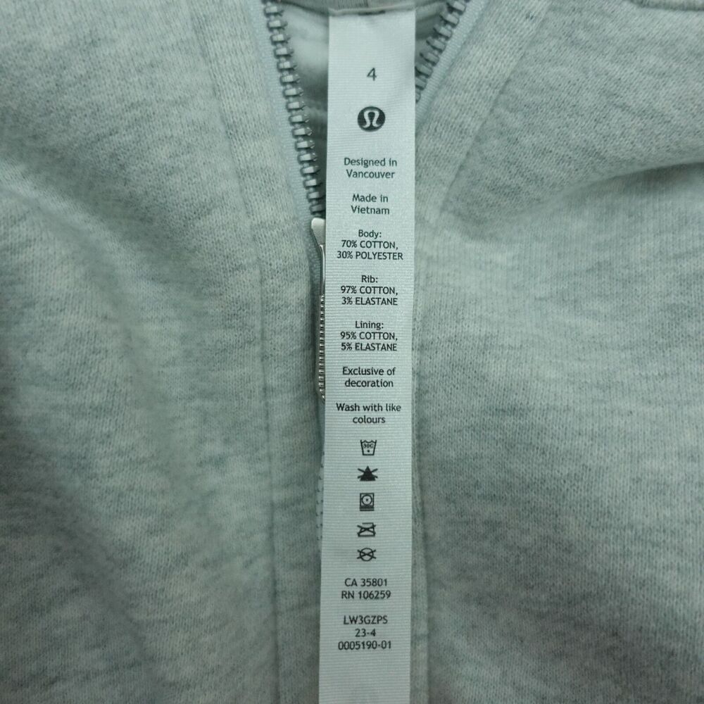 New Lululemon Size 4 Scuba Full Zip Cropped Hoodie HCUG Heathered Gray - Picture 9 of 10